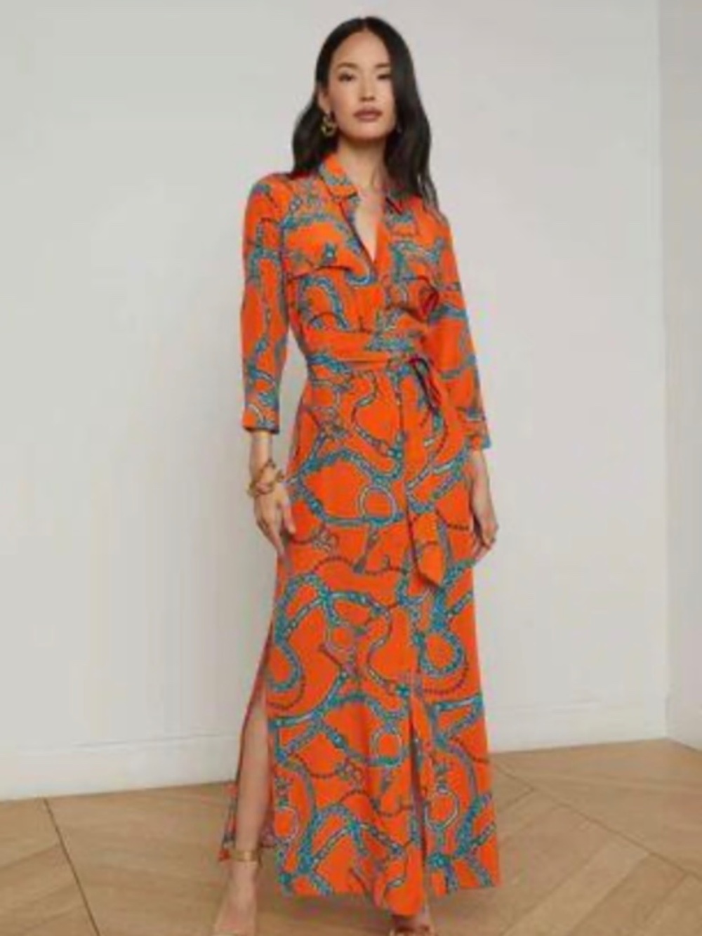 L'AGENCE Cameron Silk Shirt Dress Color- NWT